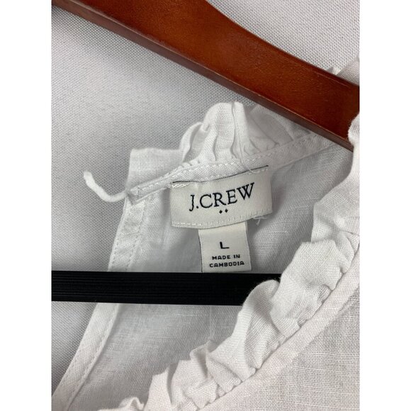 J.Crew White Ruffled Sleeveless Top Womens L - Picture 3 of 6